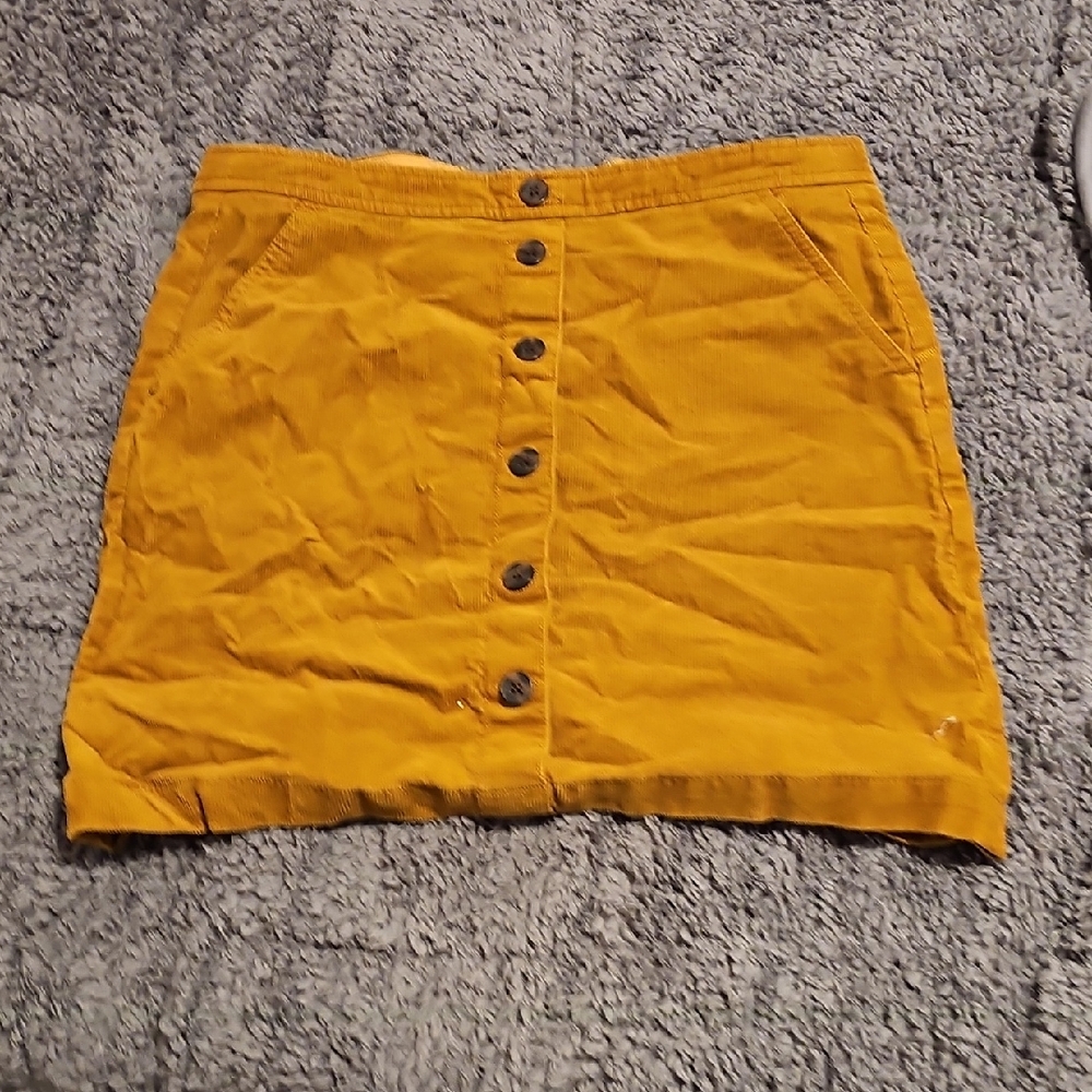 J. Crew Mustard Button-Front Mini Skirt
